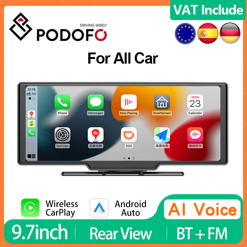 Podofo â€“ lecteur vidÃ©o multimÃ©dia sans fil, Android Auto, CarPlay, Ã©cran tactile 9.3 pouces, enregistreur vidÃ©o DVR, universel n° 1