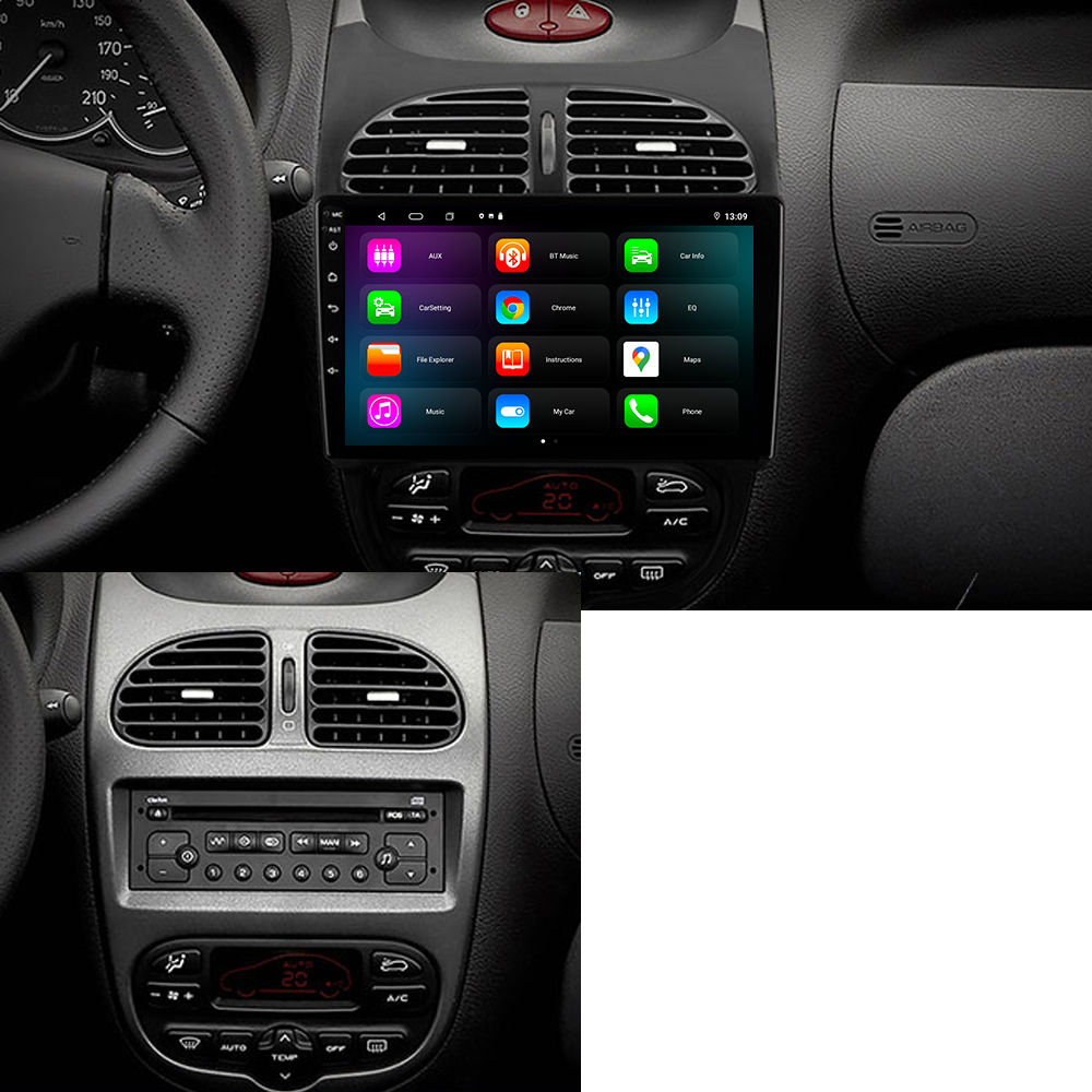 JIULUNET â€“ autoradio Android 12, 8 cÅ“urs, Navigation GPS, Carplay, sans fil, lecteur multimÃ©dia pour voiture Peugeot 206 (1998 â€“ 2012) n° 2