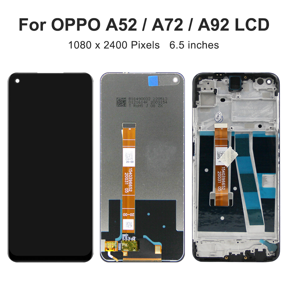 NumÃ©riseur d'Ã©cran tactile LCD de remplacement avec cadre, piÃ¨ces d'affichage d'origine, Oppo A72 A92, 6.5 , Oppo A52 CPH2059 n° 2