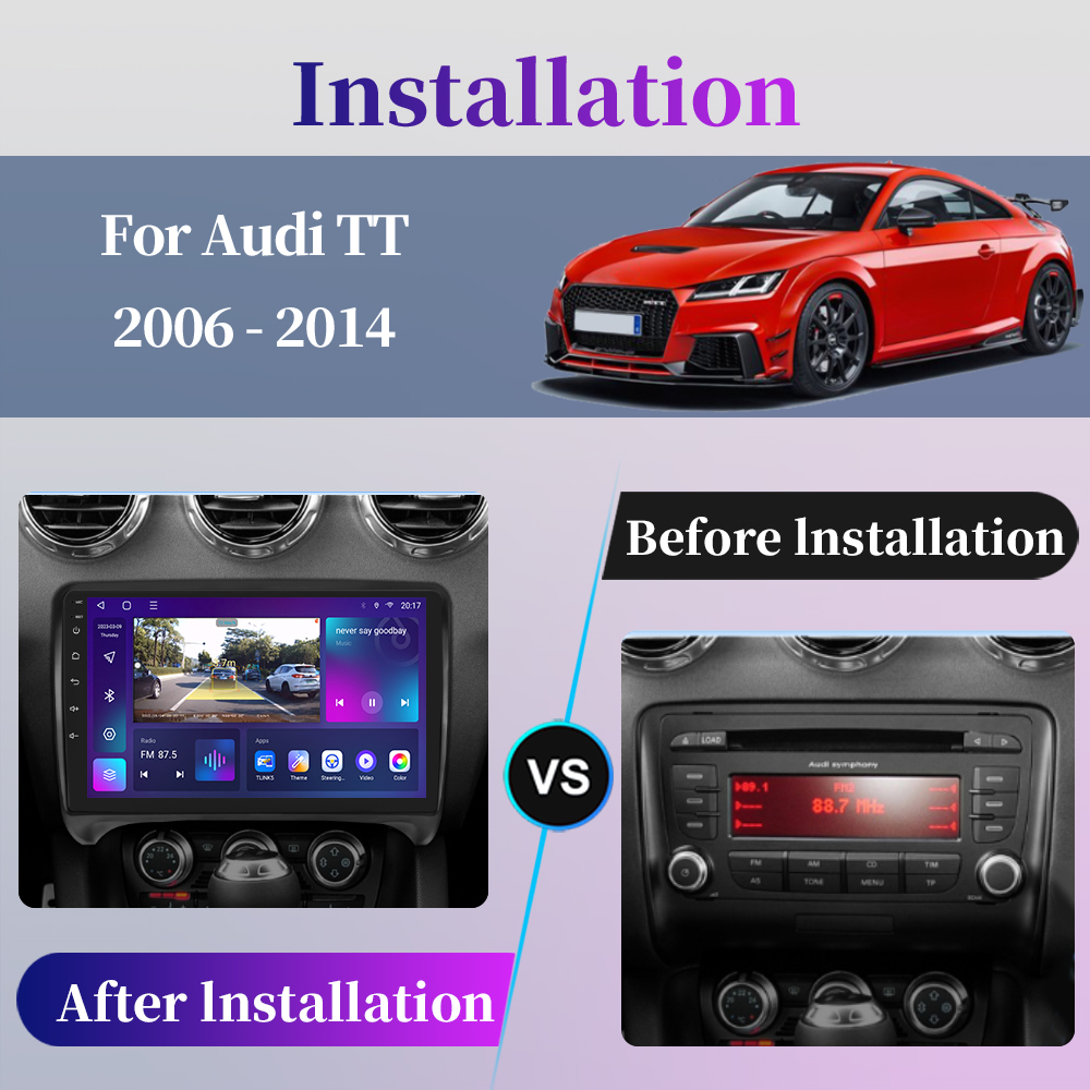 Autoradio pour Audi TT MK2 8J 2006 2007 2008 2009 2010 2011 2012 2013 2014, Android, Limitation, Lecteur VidÃ©o, Navigation GPS, Carplay, Ã‰cran Tactile QLED, Auto, StÃ©rÃ©o, 8G n° 2