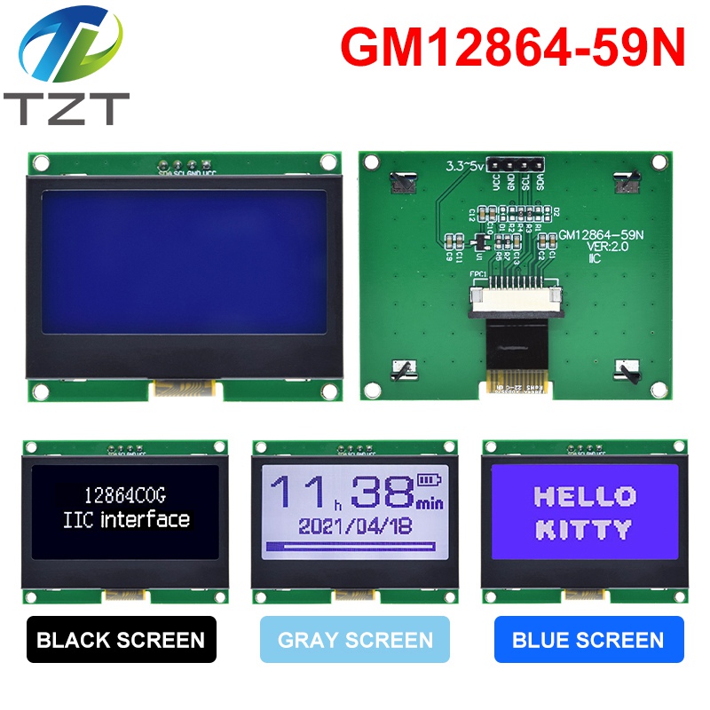 TZT â€“ panneau d'affichage graphique LCM 12864x64 pour Arduino, Module LCD IIC 128x64, I2C ST7567S n° 3