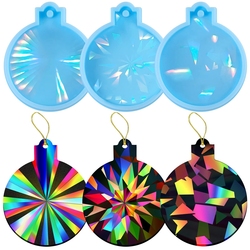 Moules holographiques de noÃ«l en rÃ©sine Silicone, DIY, ornement de noÃ«l, pendentif, moule de moulage en rÃ©sine Ã©poxy pour porte-clÃ©s