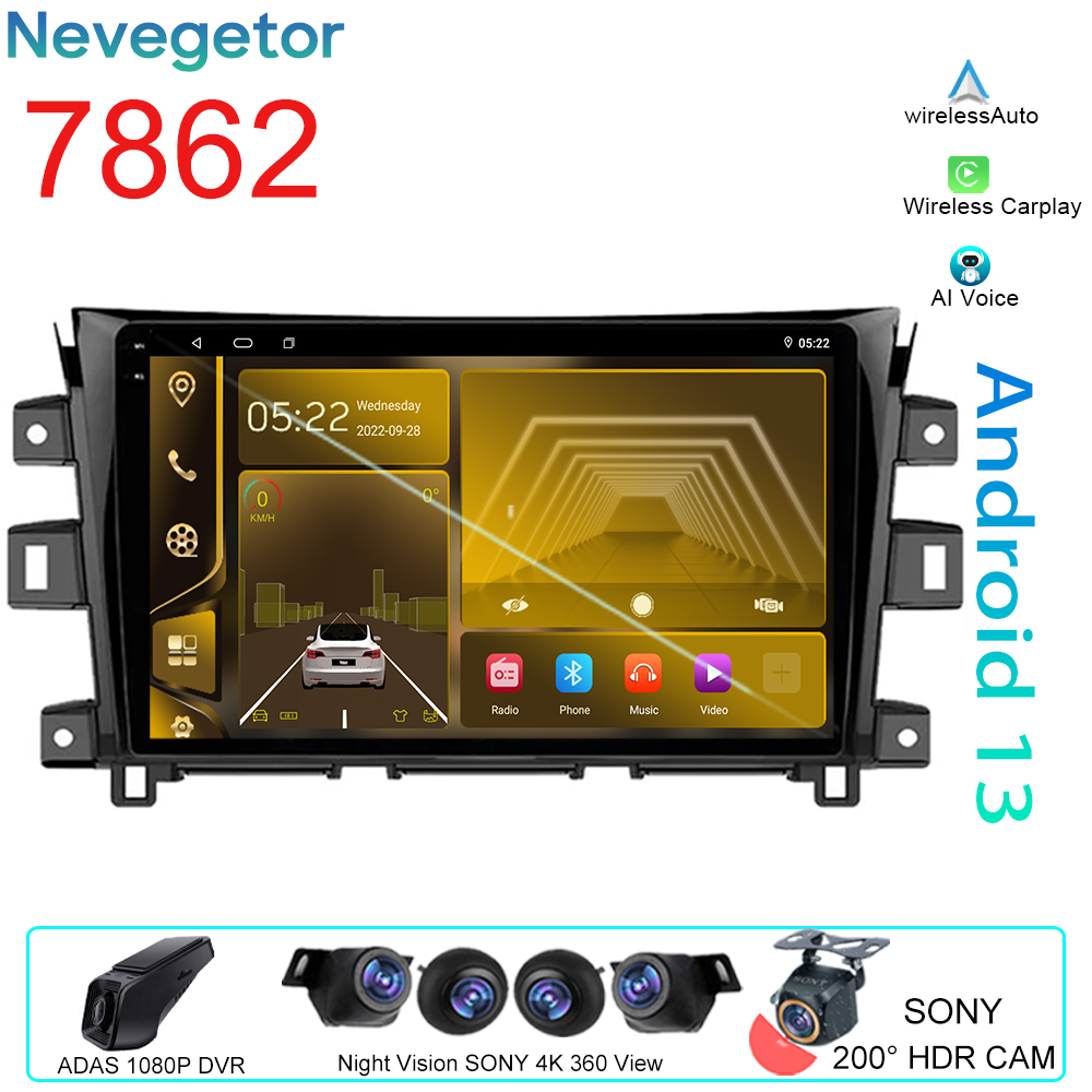 Autoradio pour Nissan Frontier, Navigation GPS, Android Auto, StÃ©rÃ©o, Lecteur de Limitation, Pas de DVD 2Din, 4G, NAVARA NP300 7862-2016, 2018 n° 1