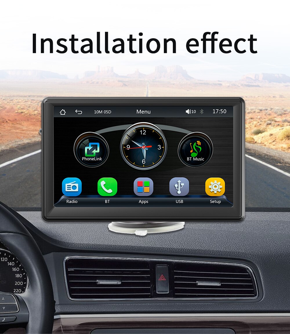 Lecteur vidÃ©o de limitation d'autoradio universel, Carplay sans fil, Android Auto, Ã©cran tactile, pare-soleil B500, 7 pouces n° 6