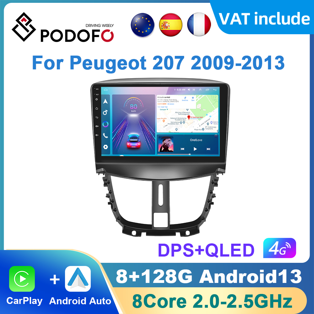 PodoNuremberg-Autoradio Android Carplay, Navigation GPS, DSP, 2Din, Auto, Limitation 4G, AI Voice, KIT 207, 2009-2013 n° 1