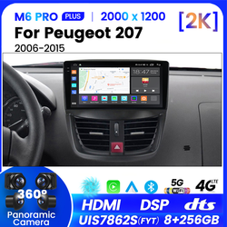 SystÃ¨me d'intelligence de limitation de voiture Carplay sans fil, Ã©cran tactile, radio Android 12, 2Din, 4G, KIT 207 CC, 207CC, 2006-2015