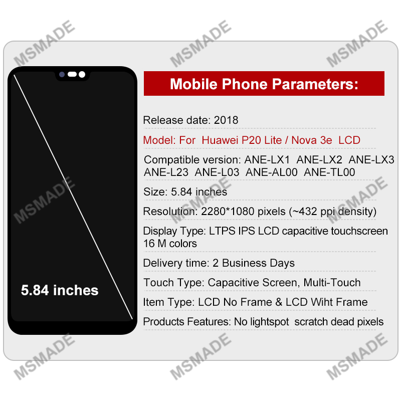 Pour Huawei P20 Lite LCD Ã‰cran Tactile Pour Huawei Nova merveilleuse LCD ANE-LX1 Affichage Digitizer AssemblÃ©e PiÃ¨ces De Rechange n° 2