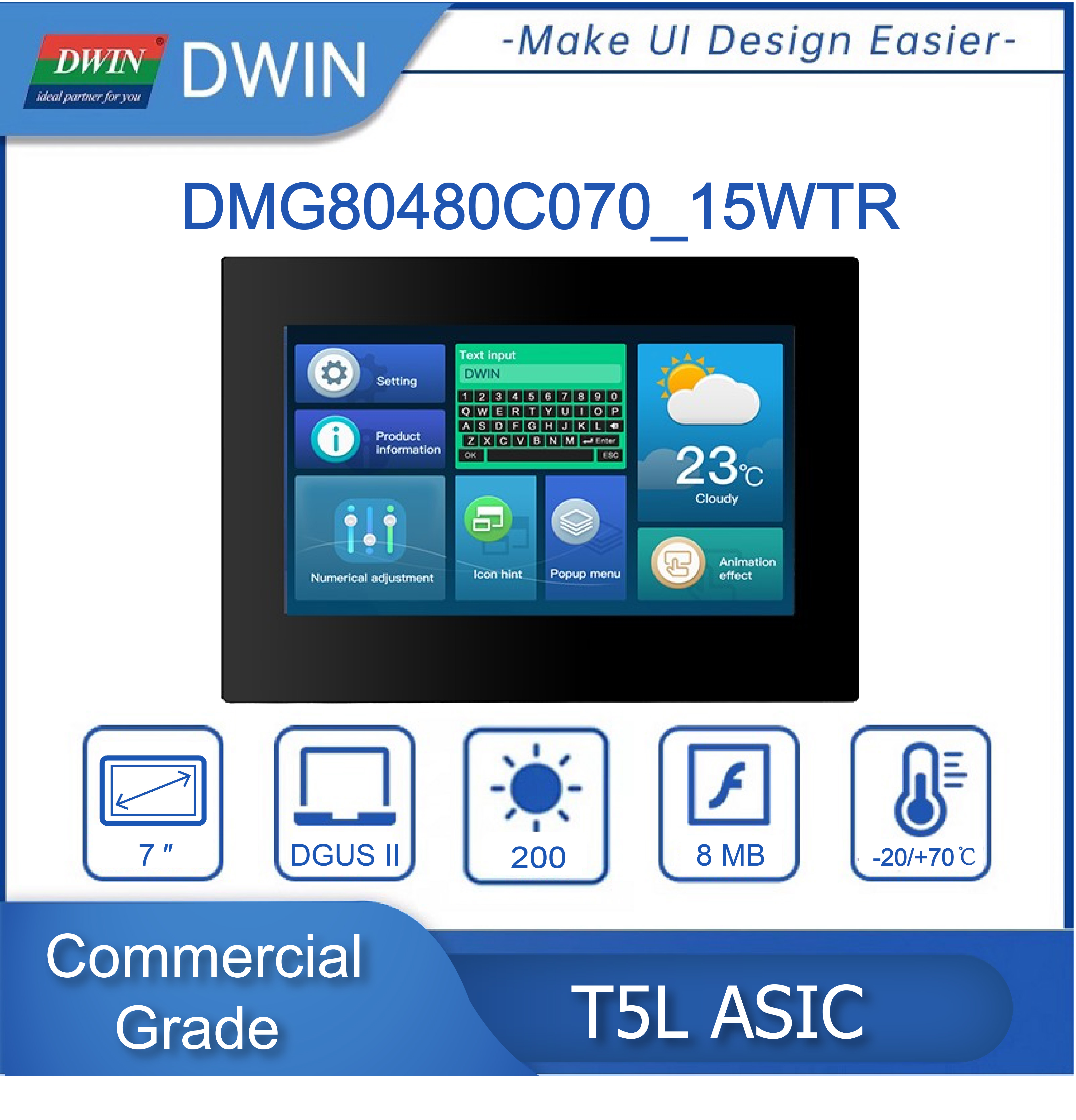 Dwin-Ã‰cran tactile LCD HMI de qualitÃ© commerciale avec coque allergique, 4.3, 7.0, 10.1 DGUS2, Ã©cran rÃ©sistif avec PLC, Ardu37, STM32 n° 1