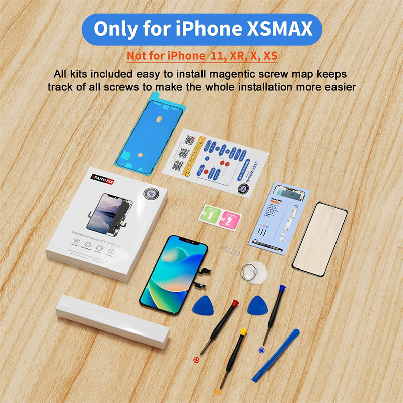 EFAITHFIX-Ensemble Ã©cran tactile LCD 3D de remplacement, 6.5 pouces, avec kit d'outils de rÃ©paration, pour iPhone XS MAX n° 6