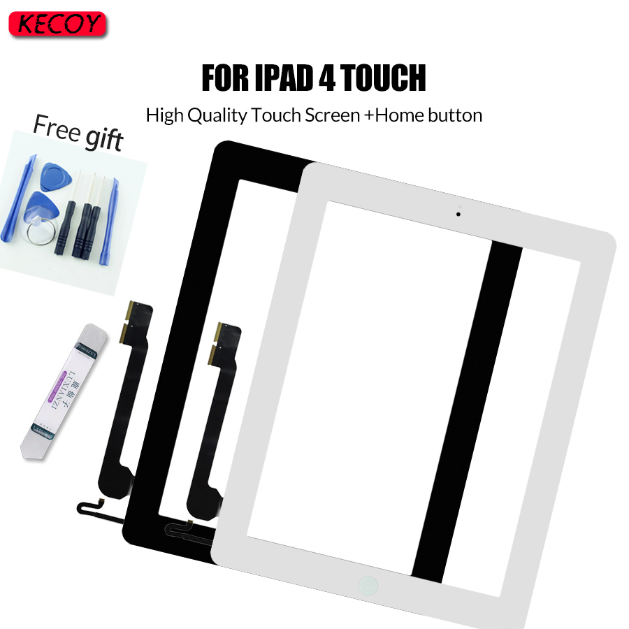 Ã‰cran tactile avant pour iPad 4 A1458, A1459, A1460, panneau en verre, assemblage de remplacement avec bouton et outils, 1 piÃ¨ce n° 1