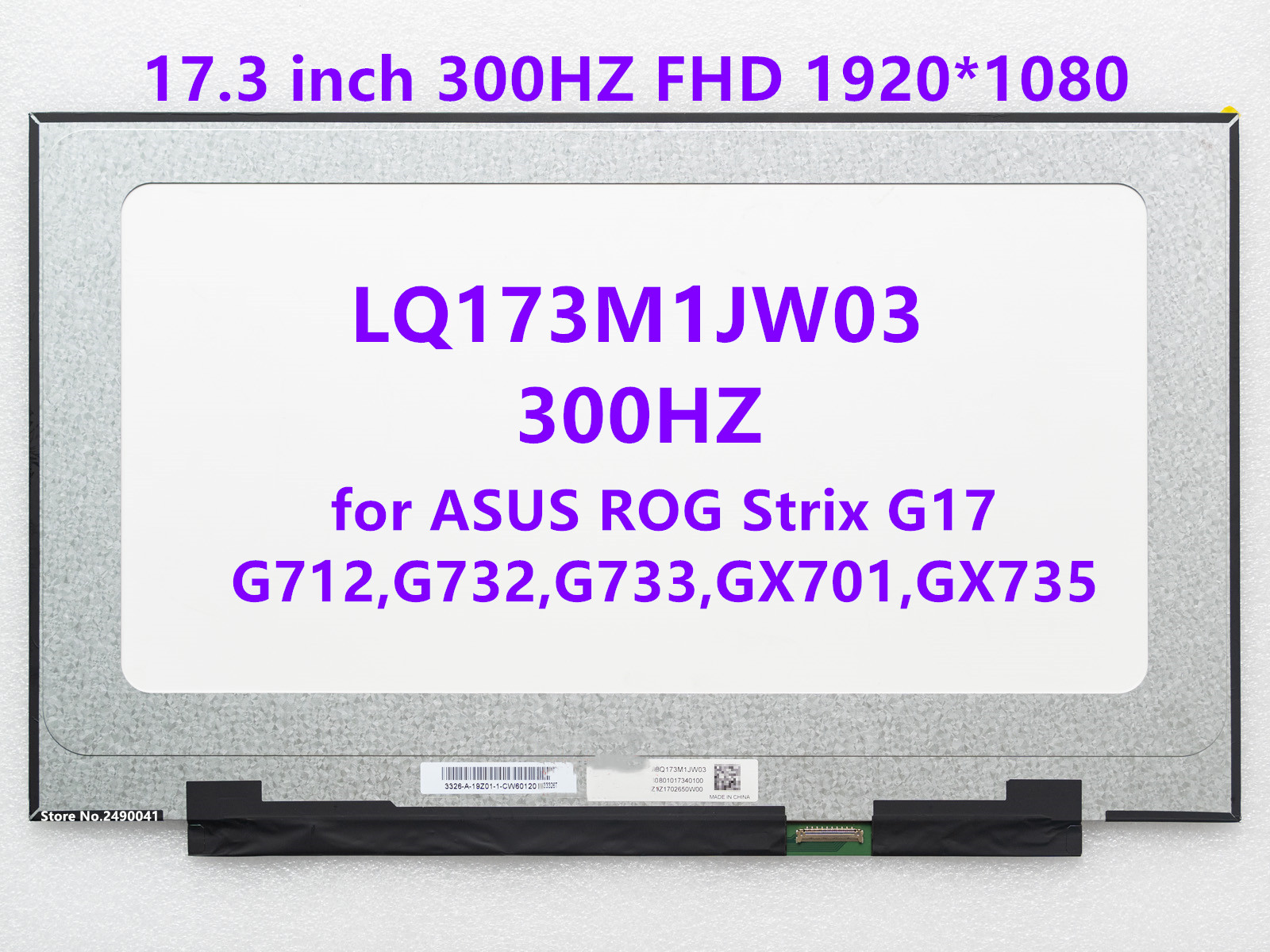 Ã‰cran LCD pour ordinateur portable, 17.3, 240, 300Hz, LQ173M1JW03, LQ173M1JW05, LQ173M1JW08 pour ASUS G17, G713, G732, G733, GX701, GX735, 360x1920, 40 broches n° 1