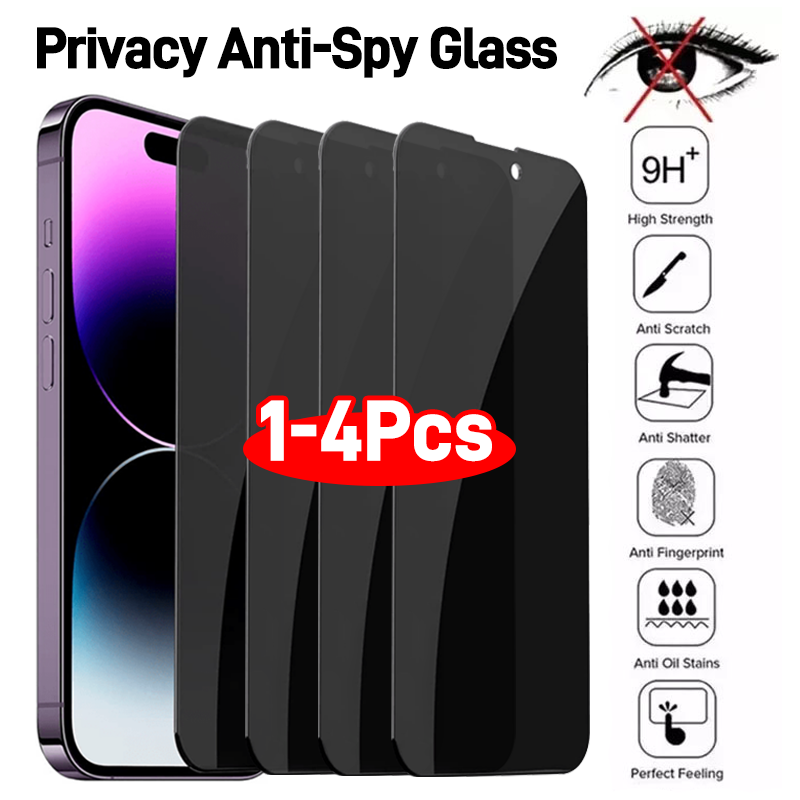 Protecteurs d'Ã©cran de confidentialitÃ© pour iPhone, anti-espion, verre guatÃ©maltÃ¨que, accessoires de film, 15 14 11 13 12 Pro Max Mini 7 8 Plus X XS, 1-4 piÃ¨ces n° 1