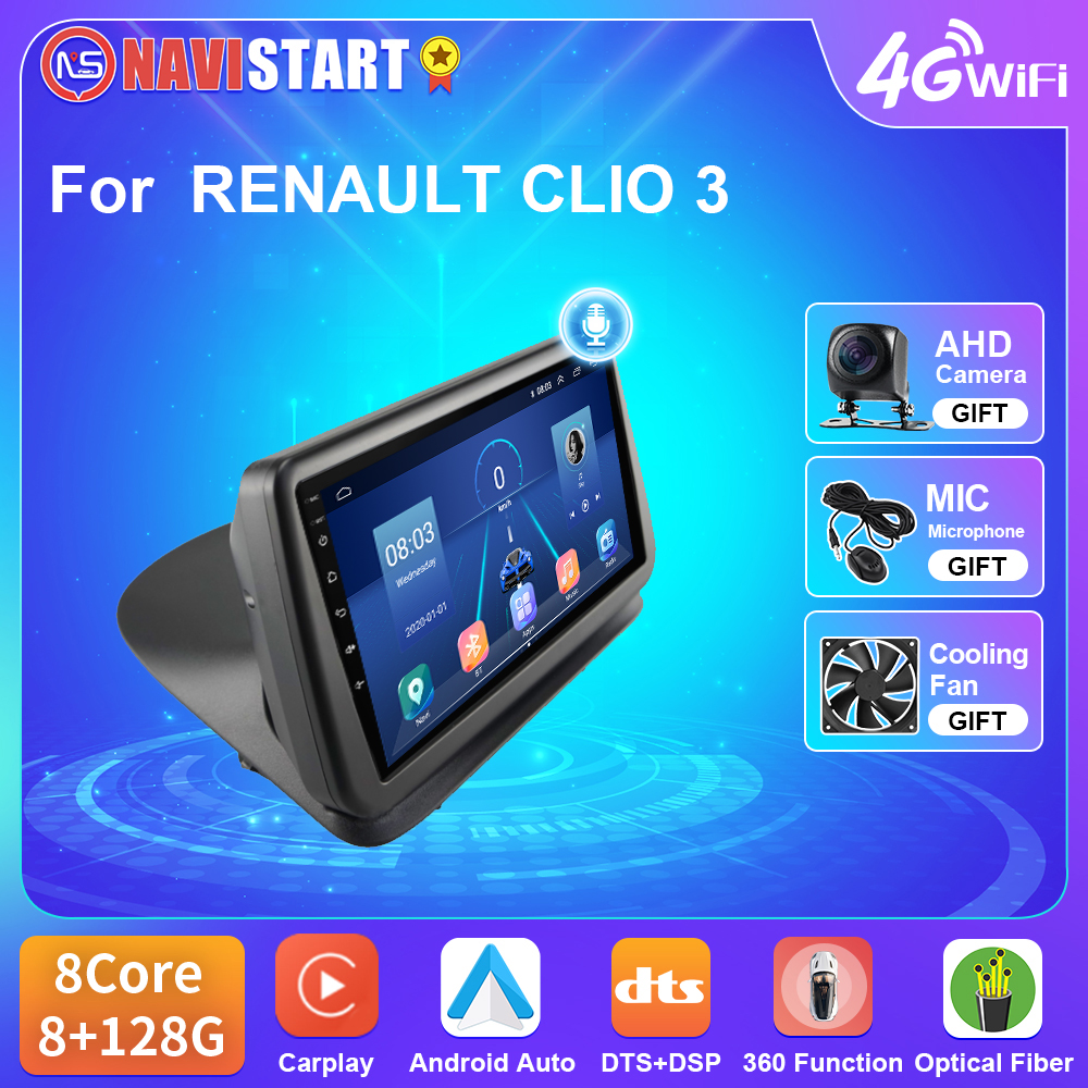 NAVISTART â€“ autoradio T5, Android 10, Navigation GPS, WIFI, 4G, lecteur DVD, stÃ©rÃ©o, Carplay, pour voiture Renault Clio 3 III (2005 â€“ 2014) n° 1