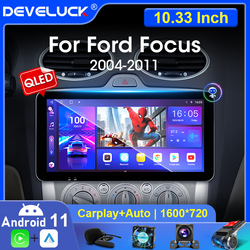 Lecteur vidÃ©o de limitation d'autoradio pour Ford Focus, Carplay stÃ©rÃ©o automatique, Ã©cran QLED, Android 11, 10.33 pouces, 2 Din, 2, 3, Mk2, Mk3, 2004 - 2011 small picture n° 1