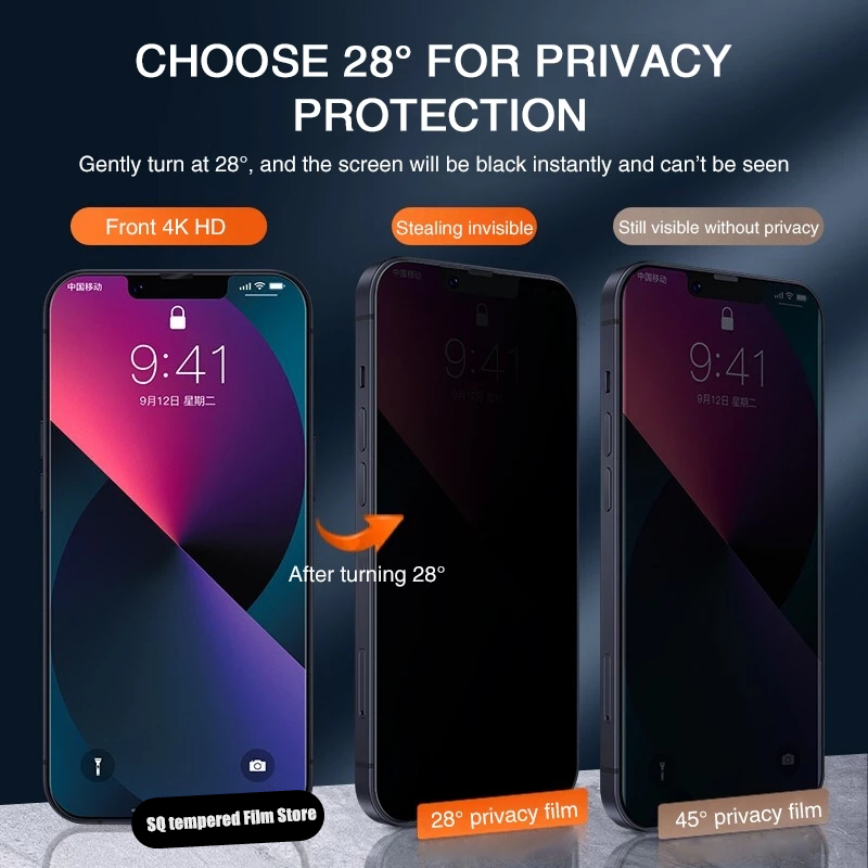 Protecteur d'Ã©cran de confidentialitÃ© pour iPhone, verre anti-espion pour iPhone 14 Pro Max, 13, 12, 11, 15 Max, Poly 7, 8 Plus, SE 2022, verre Guatemala, 3 piÃ¨ces n° 4