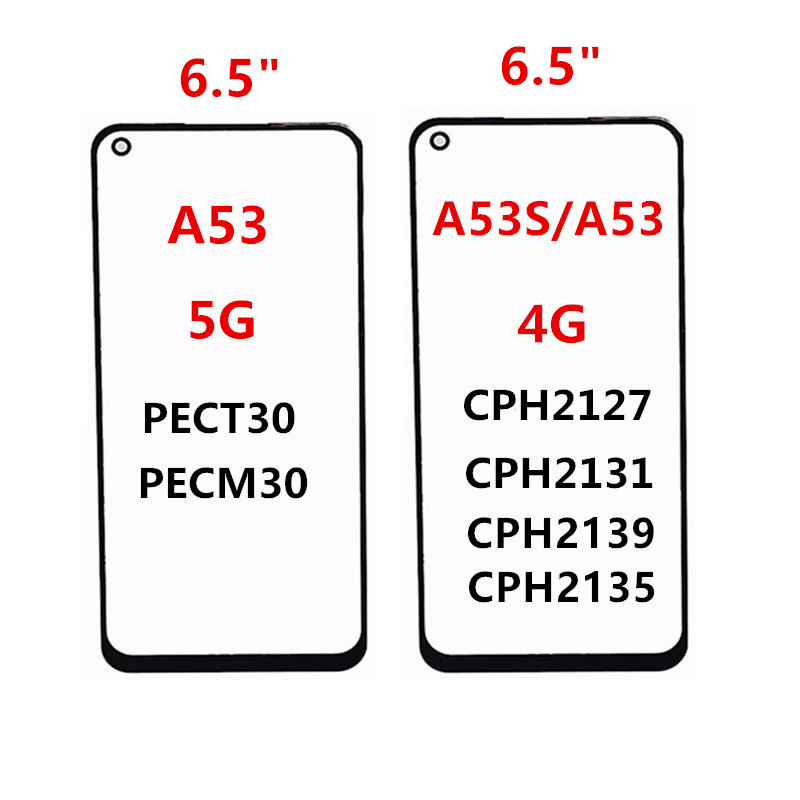 Verre extÃ©rieur pour OPPO A31, A33, A35, A36, A53, A54, A55, A55S, A54S, Ã©cran tactile, panneau avant, Ã©cran LCD, rÃ©paration, piÃ¨ces de rechange, OCA n° 6