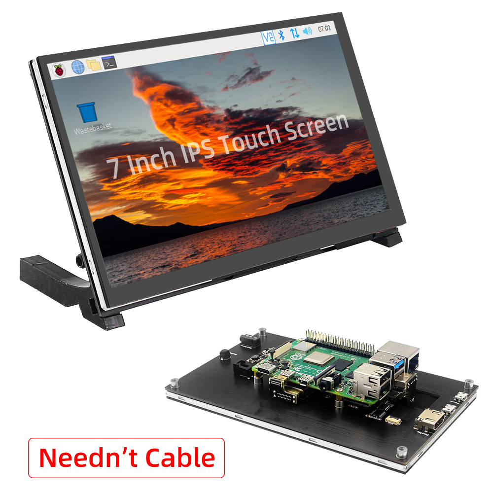 Ã‰cran tactile LCD Raspberry Pi, Ã©cran secondaire, compatible HDMI, IPS 1024x600 HD, RPI 4B 3B + 3B OPI 5 PC, AIDA64, 7 pouces n° 1