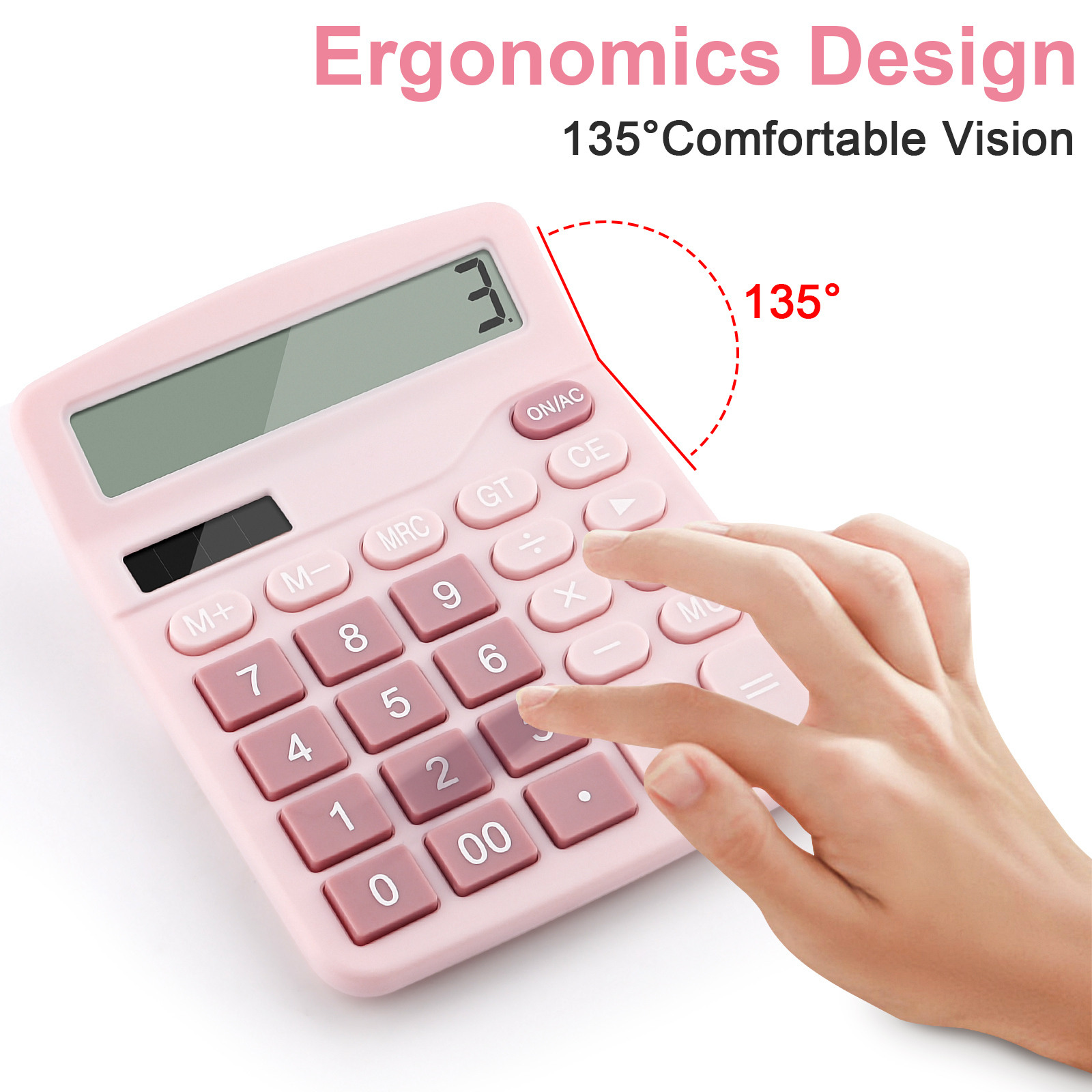 Calculatrice de bureau avec grand Ã©cran LCD, 12 chiffres, batterie solaire, alimentation des touristes, maison, bureau de base, cadeau pour enfant, fournitures scolaires, papeterie n° 4