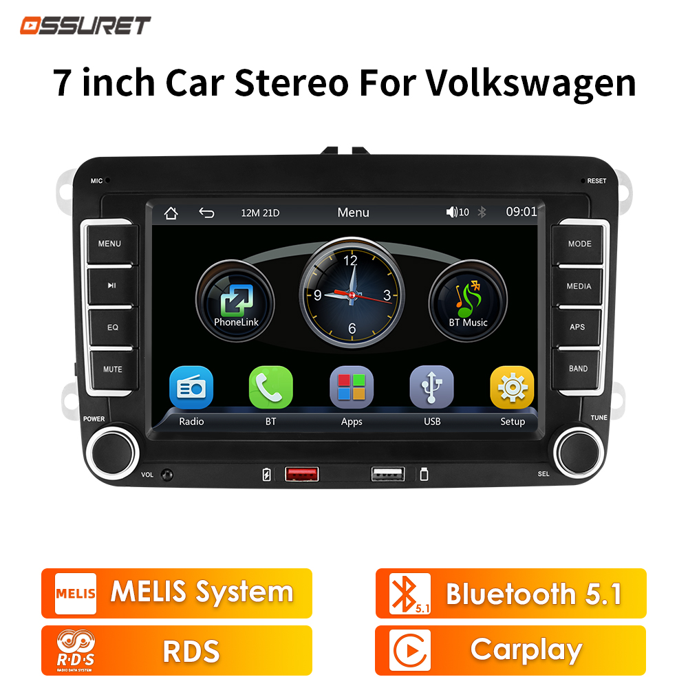 MP5 Autoradio Lecteur MultimÃ©dia CarPlay et Android Auto pour VW Volkswagen GOLF 5 6 POLO PASSAT JETTA TIGUAN TOURAN 7 Ã‰cran Tactile n° 1