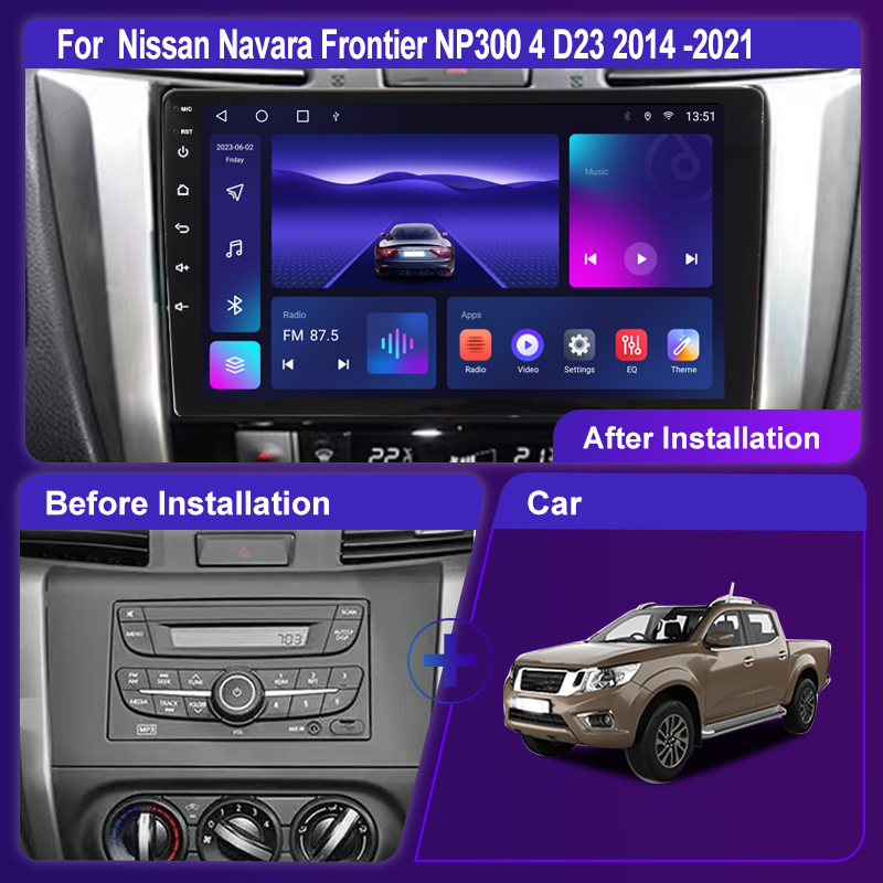 Autoradio Android 12 pour Voiture Nissan Navara Frontier NP300 4 D23, Navigation GPS, Lecteur VidÃ©o, StÃ©rÃ©o, 2Din, Limitation Radio, 2014-2021 n° 3