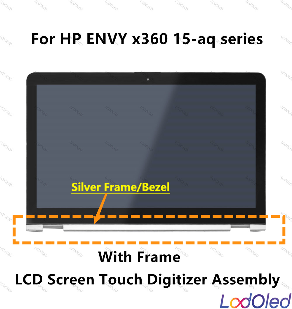 Ã‰cran Tactile LCD LED 15.6 FHD avec Cadre et Lunette (Argent) 1920X1080, 30 Broches, 60Hz, pour HP Envy X360 15-AQ120NR n° 1