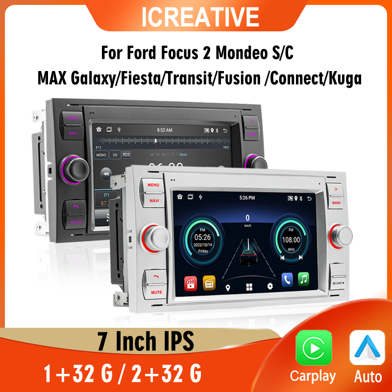 Autoradio Android 7 pour Ford Focus, 2 S, C Max, Mondeo Kuga, KtGalaxy, ATIC, 2Din, Limitation First, Carplay, WiFi, GPS n° 1