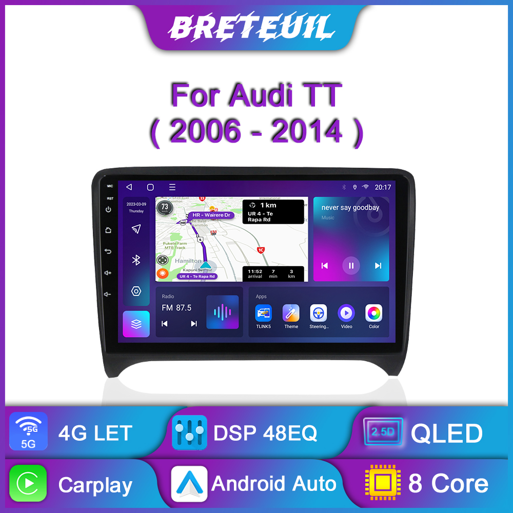 Autoradio pour Audi TT MK2 8J 2006 2007 2008 2009 2010 2011 2012 2013 2014, Android, Limitation, Lecteur VidÃ©o, Navigation GPS, Carplay, Ã‰cran Tactile QLED, Auto, StÃ©rÃ©o, 8G n° 1