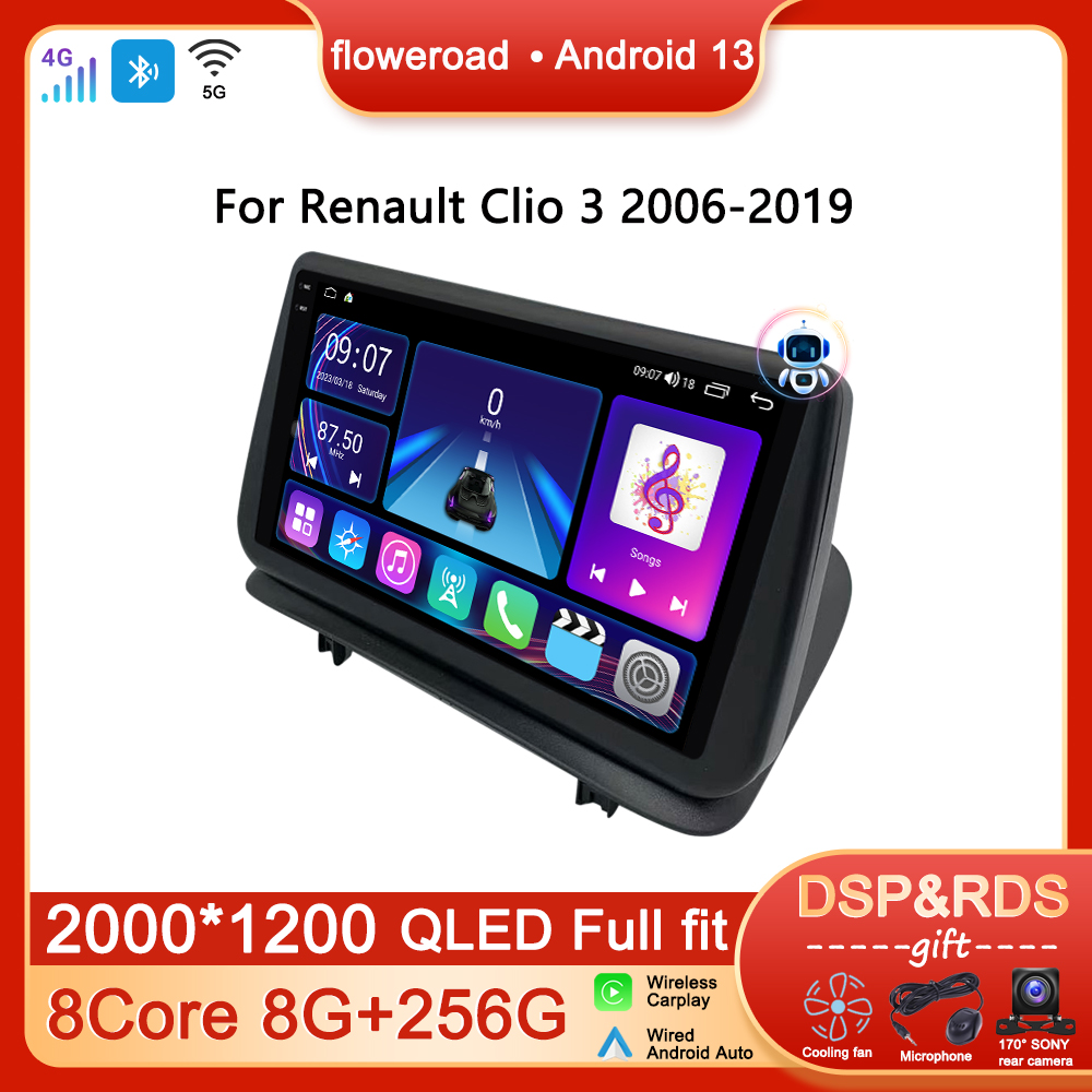 Autoradio Android avec Navigation GPS, Carplay StÃ©rÃ©o, WIFI, DVD, UnitÃ© Centrale pour Voiture Renault Clio 3, CLIO 2006, 2007, 2008-2019 n° 1