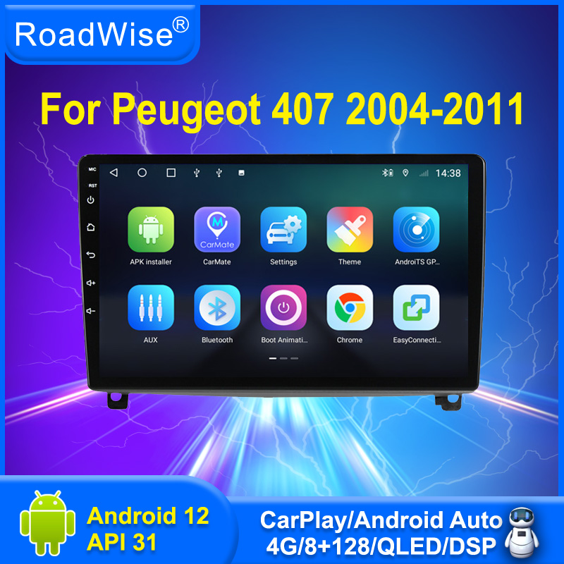 Autoradio multimÃ©dia Android 12, Carplay, Wifi, GPS, DSP, 2 din, lecteur DVD, stÃ©rÃ©o, 4G, pour voiture Peugeot 1 (407, 2004, 2011) n° 1