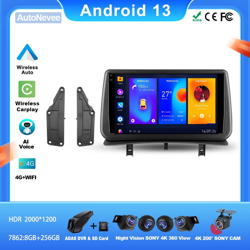 Lecteur de voiture Android pour Renault Clio 3, vidÃ©o de voiture, Carplay, Nevigation, GPS, radio, limitation automatique, No 2Din, DVD, unitÃ© principale QLED, 2005 - 2014 n° 1