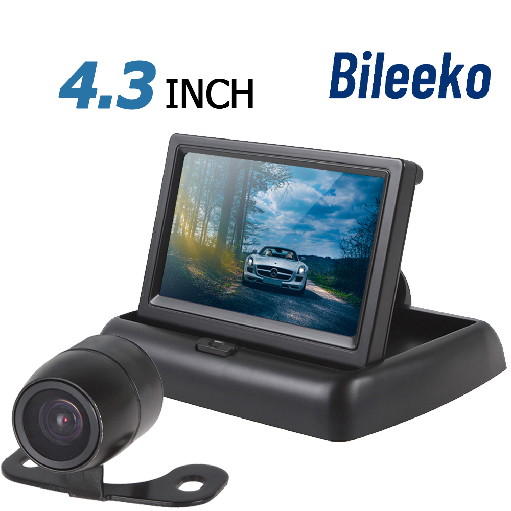 Bileeko-Moniteur de vue arriÃ¨re de voiture, Ã©cran LCD TFT pliable, barrage Ã©tanches, camÃ©ra de stationnement, entrÃ©e 2 canaux, NTSC, PAL, camions de voiture n° 1