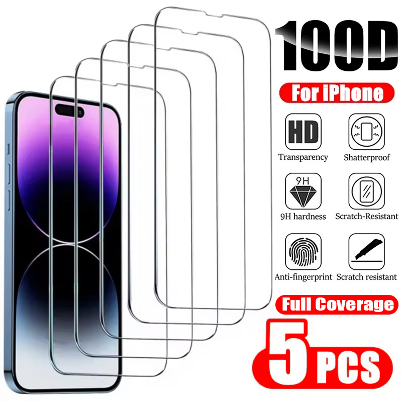 Protecteur d'Ã©cran en verre pour iPhone, verre Guatemala pour iPhone 14, 13, 12, 11 Pro Max, 11, 13Mini, 7, 8, 14 Plus, SE, X, XS Poly 14Pro, 5 piÃ¨ces n° 1