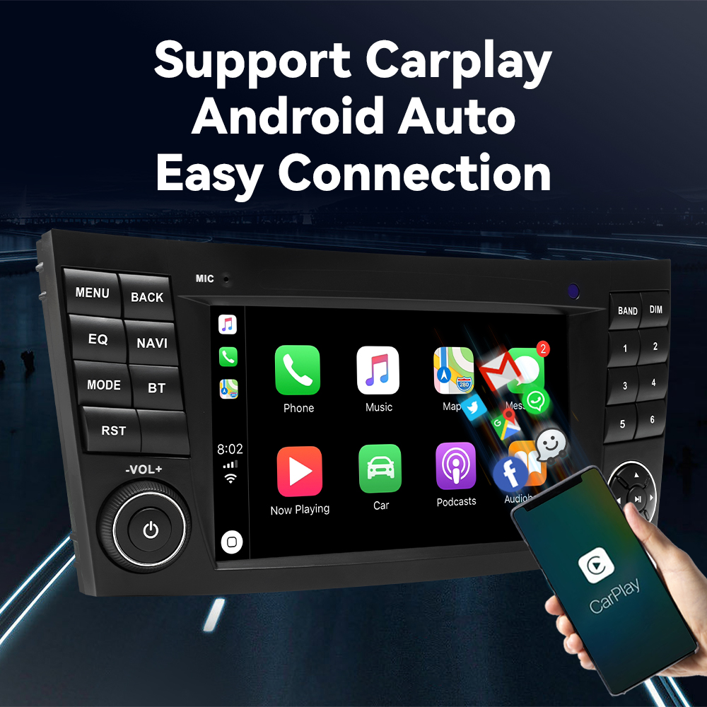 Lecteur d'autoradio sans fil pour Mercedes Benz, Carplay Android 12, Classe E, W211, E200, E220, E300, E350, E240, E270, E280, CLS CLASS, W219, 8G n° 3