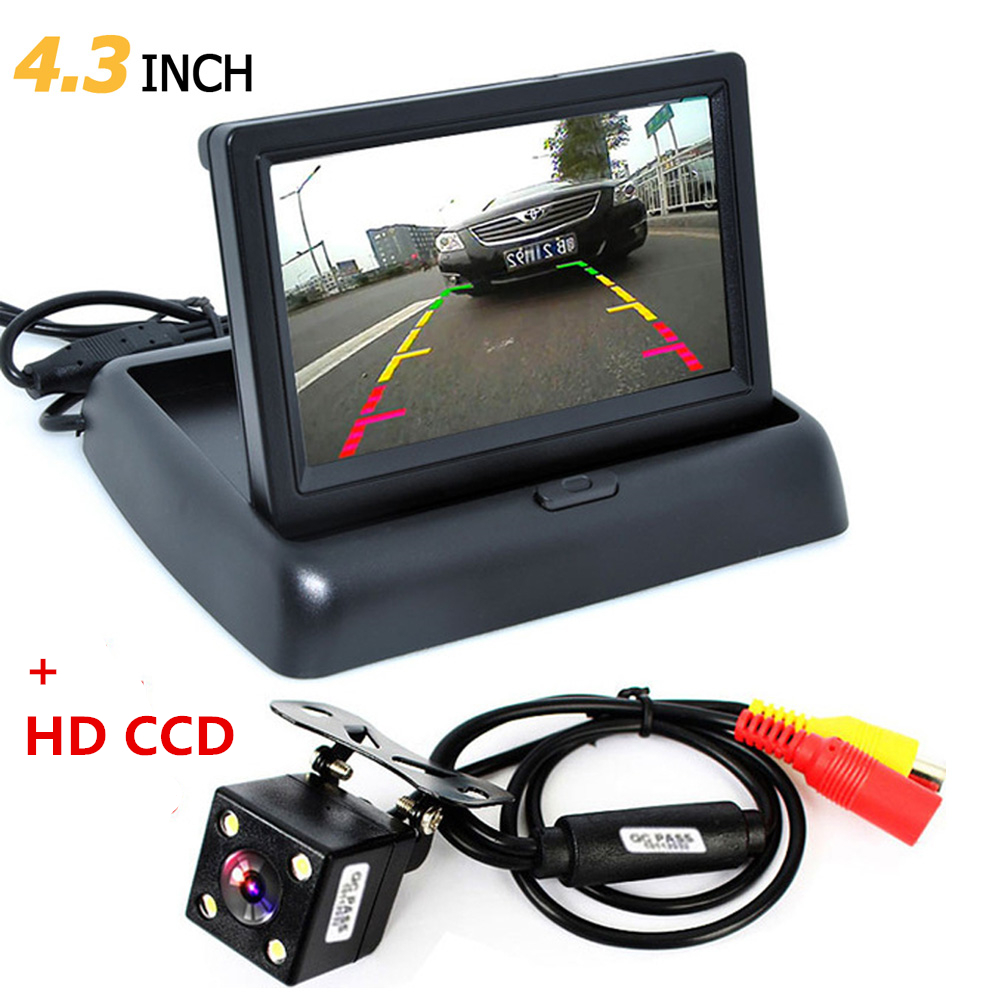 Bileeko-Mini moniteur de voiture avec camÃ©ra de recul, pliable, 4.3 pouces TFT LCD, systÃ¨me de stationnement en marche arriÃ¨re pour vÃ©hicule n° 1