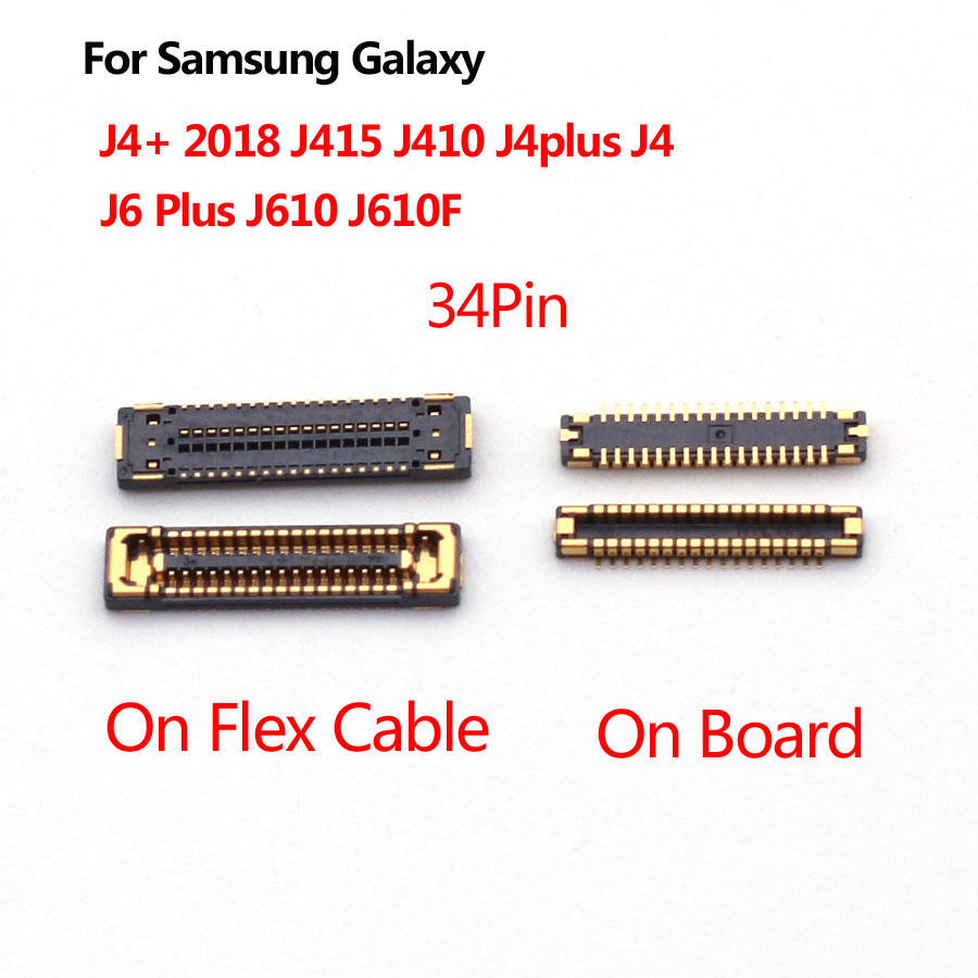 Connecteur FPC d'Ã©cran d'affichage LCD pour Samsung Galaxy, J4 +, 2018, J415, J410, J4plus, J4, J6 Plus, J610, J610F, On Board Flex, 34 broches, 2-50 piÃ¨ces n° 1