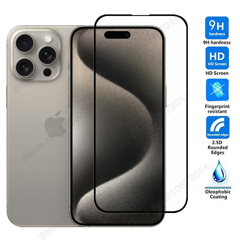 Film de protection d'écran en verre pour iPhone, bordure noire, iPhone 15 14 13 12 11 Pro Max 6 7 8 Plus SE 2022 2020 Poly X XS Max, 4 pièces n° 2