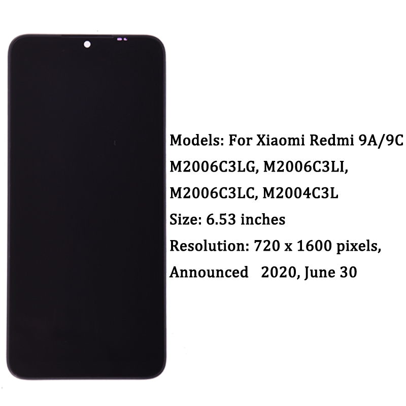 NumÃ©riseur d'Ã©cran tactile LCD pour Xiaomi Redmi 9A 9C, piÃ¨ces de tÃ©lÃ©phone de remplacement, assemblage d'affichage, 6.53 pouces n° 5