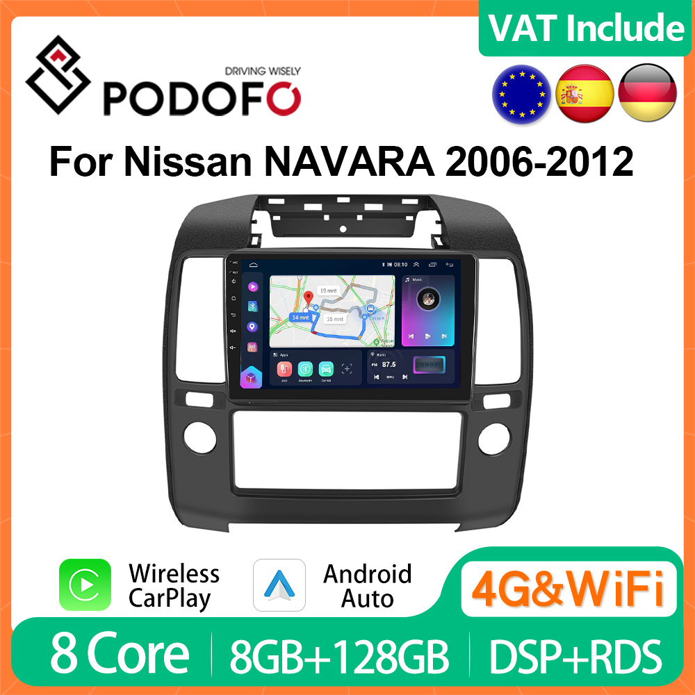 PodoNuremberg-Autoradio Android CarPlay, 4G, lecteur de limitation de voiture, unitÃ© principale stÃ©rÃ©o 2Din, voix AI, Nissan NAVARA 2006-2012 n° 1