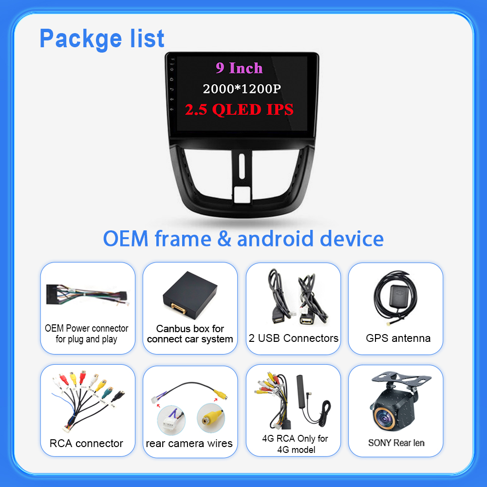 Autoradio Android pour Voiture KIT 207, 2006-2015, Carplay, StÃ©rÃ©o, Limitation, Lecteur, Navigation, Dash Cam, UnitÃ© Centrale, 5G, WIFI, BT, GPS n° 6