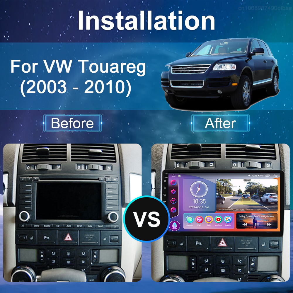 Autoradio Android, Navigation GPS, Carplay, Ã©cran tactile, stÃ©rÃ©o, lecteur multimÃ©dia vidÃ©o, pour Volkswagen VW Touareg (2003 2004 2005 2006 2007 2008 2009 2010) n° 2