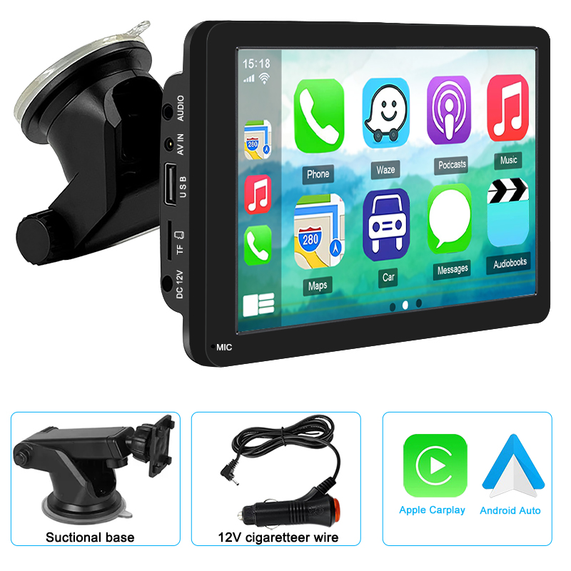 Autoradio CarPlay Android avec Ã©cran tactile portable, lecteur vidÃ©o, USB, AUX, camÃ©ra de recul, limitation automatique, 7 pouces n° 6