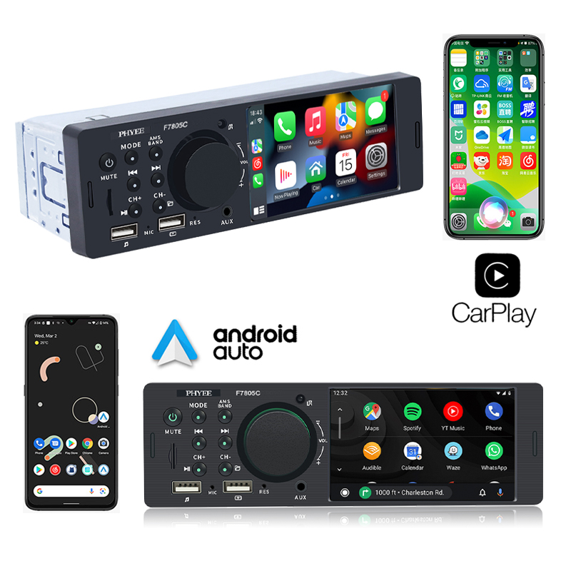 Autoradio CarPlay Android-Auto, Bluetooth, Mirror Link, Lecteur MP5, Main Libre, A2DP, SystÃ¨me Audio USB, UnitÃ© Principale, F7805C, 1 Din, 4 n° 4