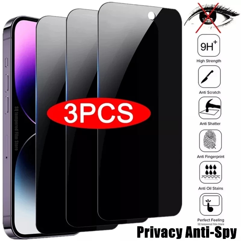 Protecteur d'Ã©cran de confidentialitÃ© pour iPhone, verre anti-espion pour iPhone 14 Pro Max, 13, 12, 11, 15 Max, Poly 7, 8 Plus, SE 2022, verre Guatemala, 3 piÃ¨ces n° 1