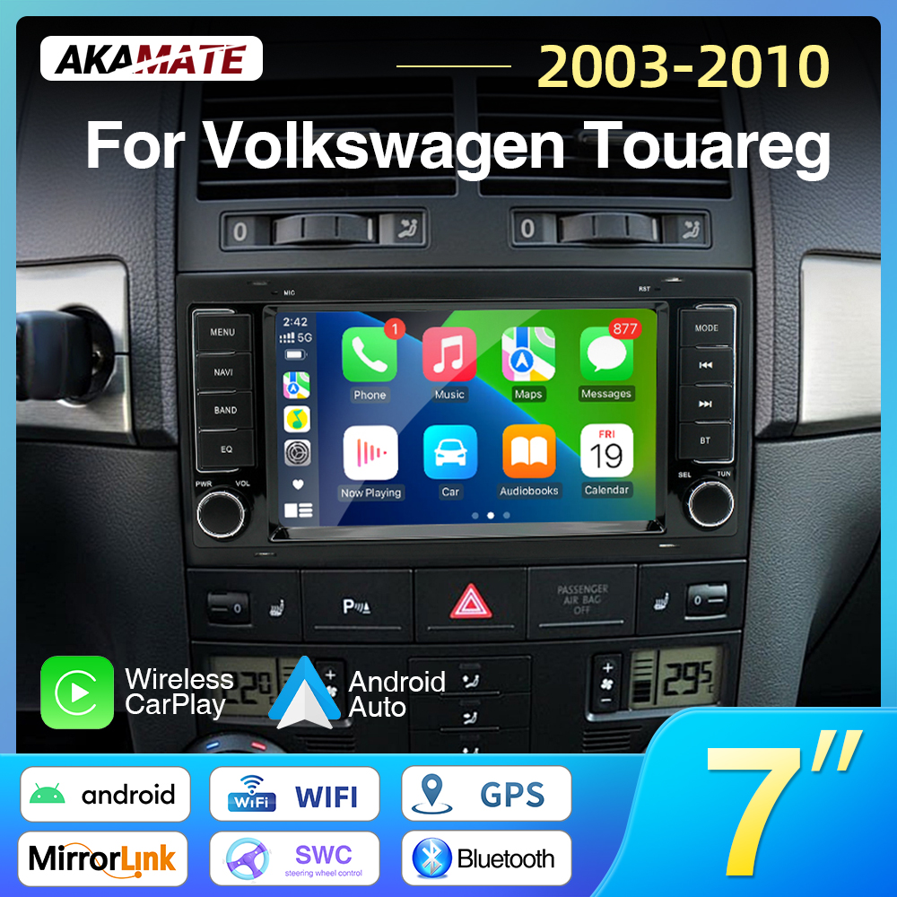 Autoradio pour Volkswagen Touareg, lecteur de limitation, CarPlay, Android Auto, Ã©cran IPS, GPS, Bluetooth, WIFI, FM, RDS, 7 pouces, 2003-2010 n° 1