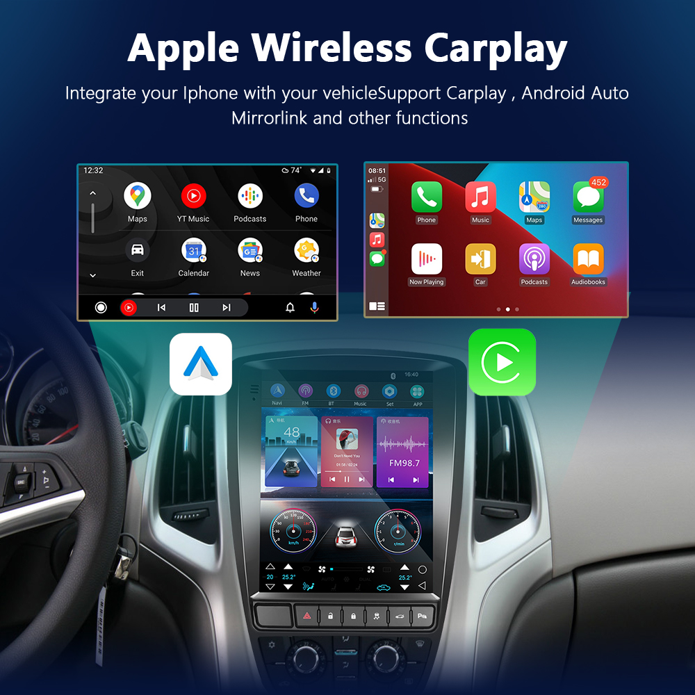 Podofo – autoradio Android CarPlay 4G, lecteur multimédia, 2din, unité principale HiFi RDS, pour voiture Opel Astra J, Vauxhall, Buick Verano (2009 – 2015) n° 3