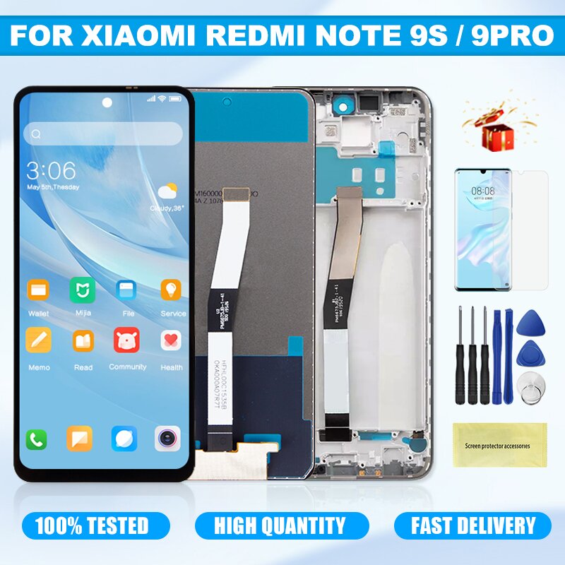 Ã‰cran tactile LCD de remplacement, 6.67 pouces, pour Xiaomi Redmi Note 9S, Redmi Note 9 Pro, original n° 1