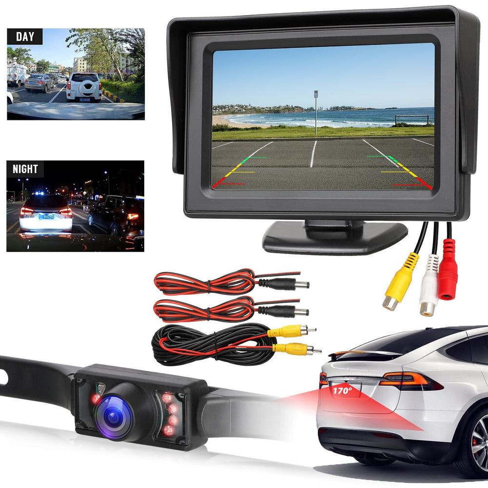 Ensemble de camÃ©ras de surveillance de voiture, camÃ©ra de recul universelle, Ã©cran HD TFT LCD, parking sÃ»r, camions, accessoires automobiles, 4.3 pouces n° 1