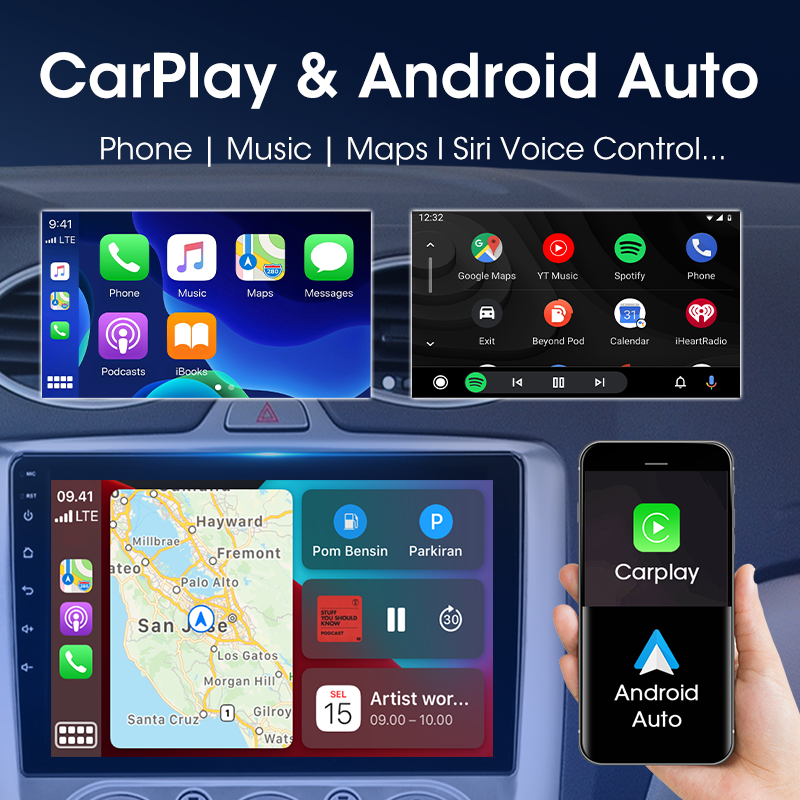 Srnubi-Autoradio Android pour Ford Focus, 2 Din, Carplay, Navigation, StÃ©rÃ©o, UnitÃ© principale, Lecteur de limitation, Mk2, Mk3, Exi Stuff, AT 2004-2011 n° 4