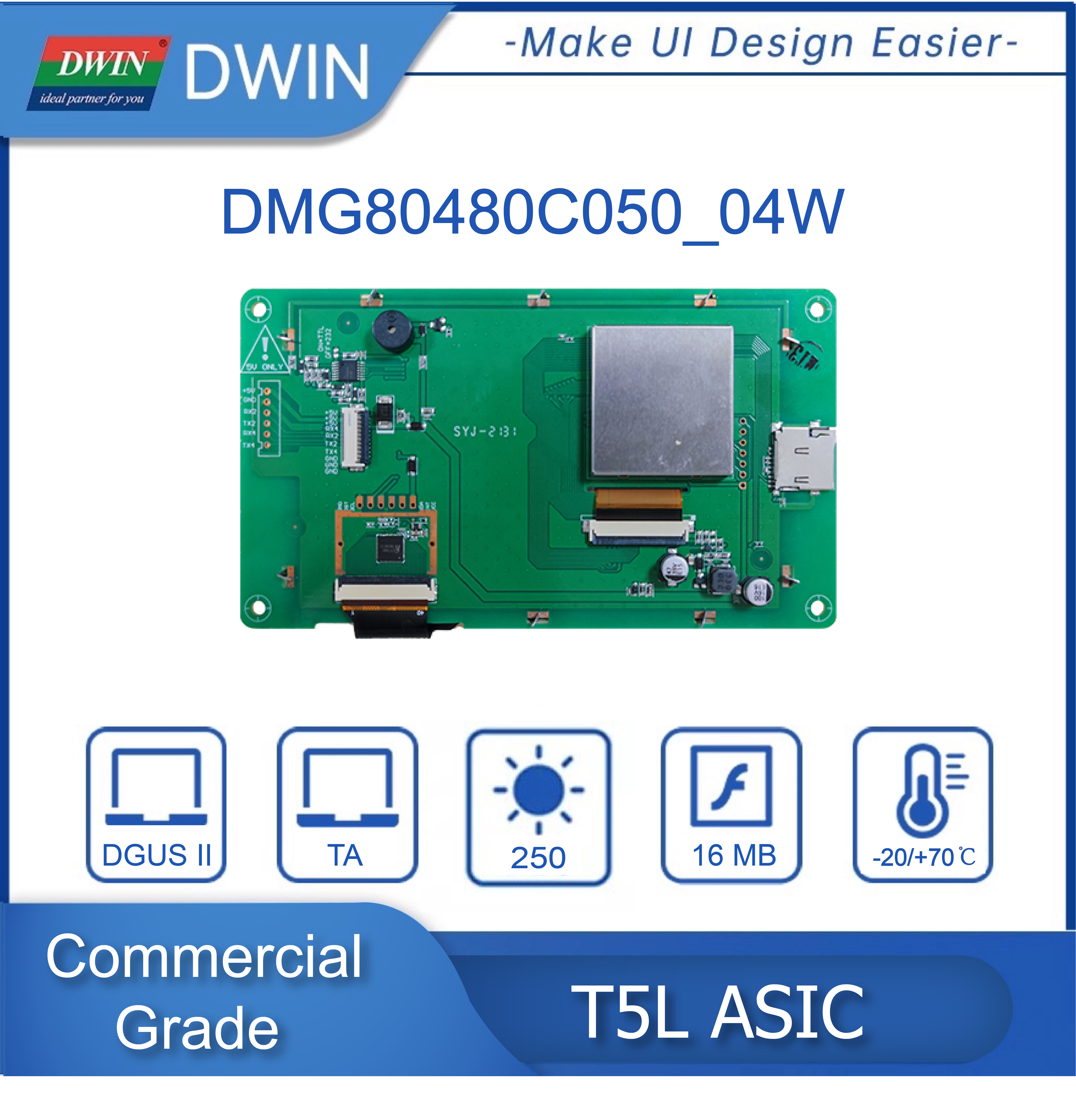 Dwin-Ã‰cran tactile Ardu37, RS232, TTL, IHM grand public, Ã©cran ESP32, technologie LCD, moniteur intelligent UART TFT, offre spÃ©ciale, 5 pouces, 800x480 n° 2