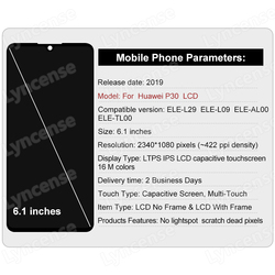 OLED d'origine pour Huawei P30 Ã©cran LCD ELE-L29 ELE-L09 ELE-L04 LCD Ã©cran tactile HÃ©bergements eur P30 affichage assemblage remplacement small picture n° 2